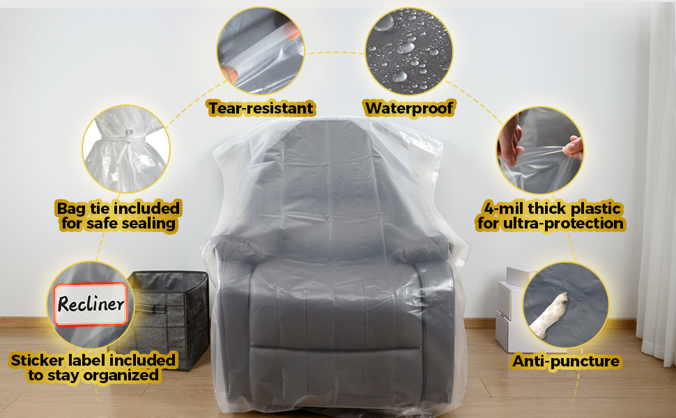 waterproof dustproof tear-resistant tie seal sticker label protect armchair chair recliner
