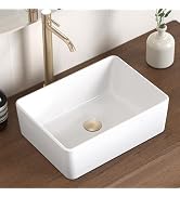 KES Bathroom Vessel Sink, Rectangular 16"X12" White Vessel Sink for Bathroom Countertop, Bathroom...