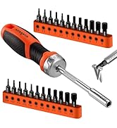 HORUSDY 25-Piece Hex Screwdriver Bit Set | Metric and SAE Hex Bit Set 1/4 inch Ratcheting Magneti...