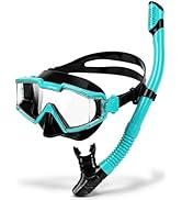 Snorkel Set for Adults, Snorkel Mask with Dry Snorkel, 180° Panoramic Anti-Fog and Anti-Leak, Div...