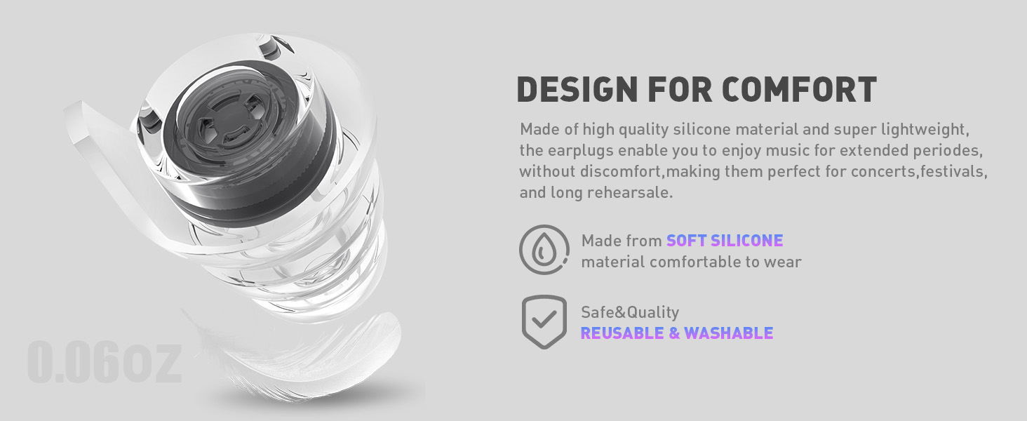 Soft and comfortable silicone ear plugs for concerts