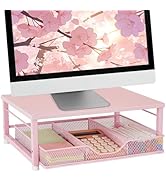 Gugsey Small Pink Laptop Stand for Desk, Monitor Stand, Office Desk Accessories, Computer Desktop...