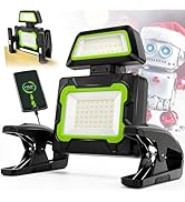 Tresda Rechargeable Work Light with Clamp, 3000 Lumen Magnetic Work Light Battery Powered with 5 ...