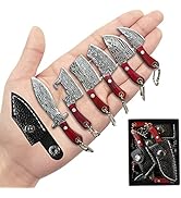 STARDW Damascus Mini Chef Knife Set - 6-Piece EDC Set with Cleaver and Box Cutter