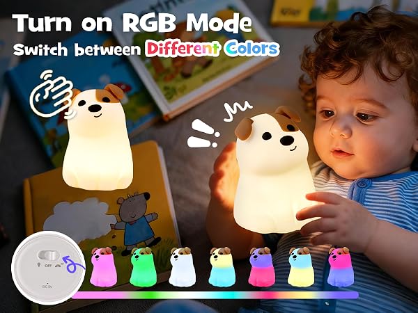 Squishy Puppy Dog Night Light with RGB Mode 3 Brightness