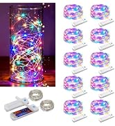 ZNYCYE 10 Pack 10 ft 30 LED Mason Jar String Lights 8 Modes with Timer Waterproof Fairy Lights Up...