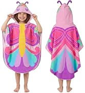 PinkSheep Kids Beach Poncho,100% Cotton Beach Towel with Hooded, Super Absorbent Girl Bath Towel ...