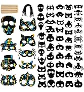 Nicunom 52 PCS Rainbow Scratch Mask, Scratch Paper Mask Art Craft Kit for Birthday Cosplay Decora...