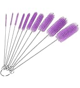 Bottle Cleaning Brushes, 8 Inch Nylon Tube Brush Set, Cleaner for Narrow Neck Bottles Cups with H...