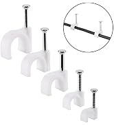 Bates- Cable Clips with Steel Nails, White, 360 pcs, 4mm 5mm 6mm 8mm 10mm, Wire Clips, Cord Clips...