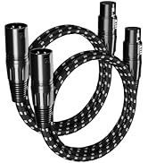 GLANICS XLR Cables 3ft 2 Pack, XLR Microphone Cable Balanced Shielded Nylon Braided Cord 3 Pin 3 ...