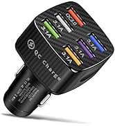Fast Charging 6 Ports Car Phone Charger Adapter,QC3.0/3.1A Type Smart Shunt Cigarette Lighter USB...