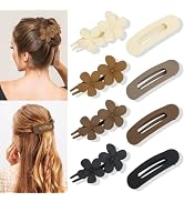 CAVETEE 8 PCS Flat Hair Clips Medium Hair Barrettes Claw Clip Hair Accessories for Women Acrylic ...