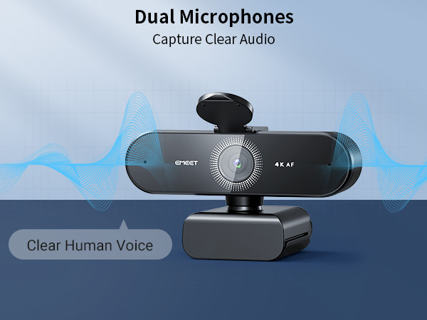 Dual built-in microphones for ClearHuman Voice Webcam 4K EMEET NOVA