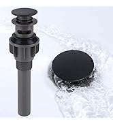 Bathroom Sink Drain, Pop Up Drain Stopper for Bathroom Sink and RV Sink, with Overflow, Matte Bla...