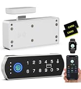 Dhiedas Smart Cabinet Lock, RFID Fingerprint Drawer Lock with Keypad Bluetooth APP, Biometric Ele...