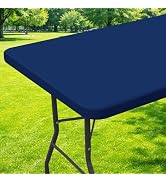 Moosfor Spandex 6 Foot Rectangle Table Cloth, Elastic Fitted Tablecloths for Picnic, Stretch Wash...