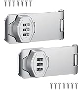 VIDYSUFYR Keyless Combination Lock, 2 Pack Door Security Slide Latch Lock, Silver Password Rotary...