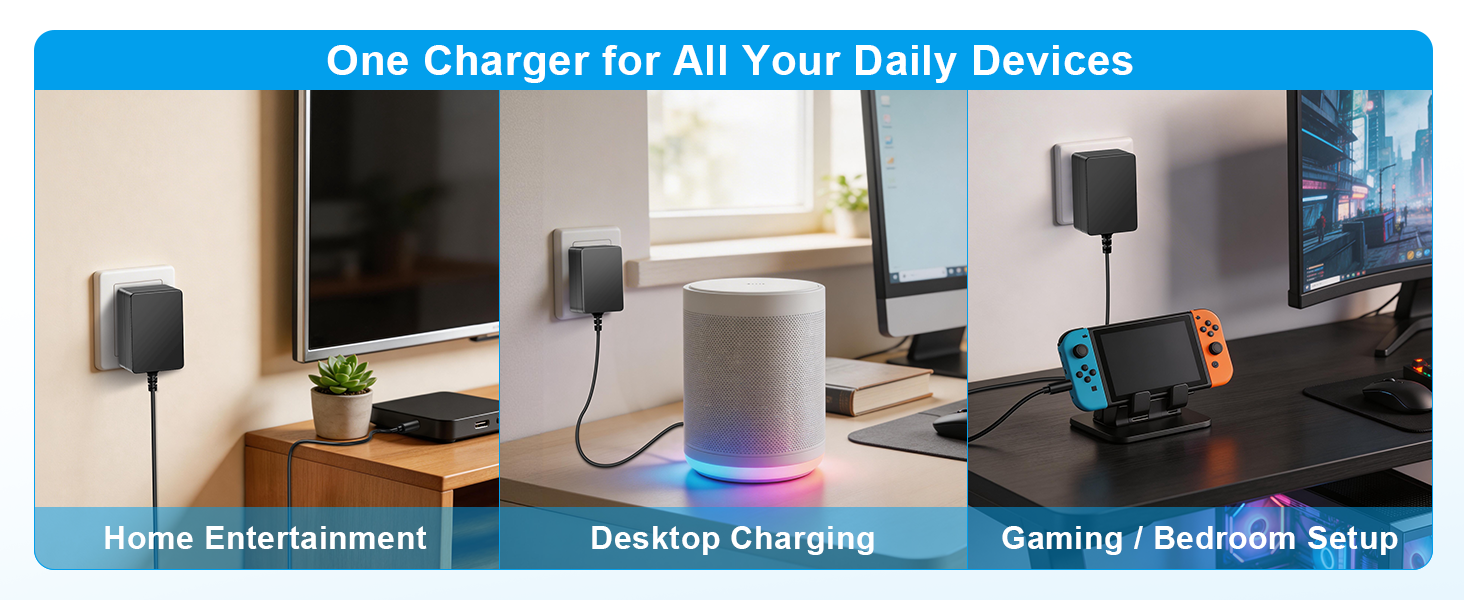 use this 5v power supply for home, desktop charging