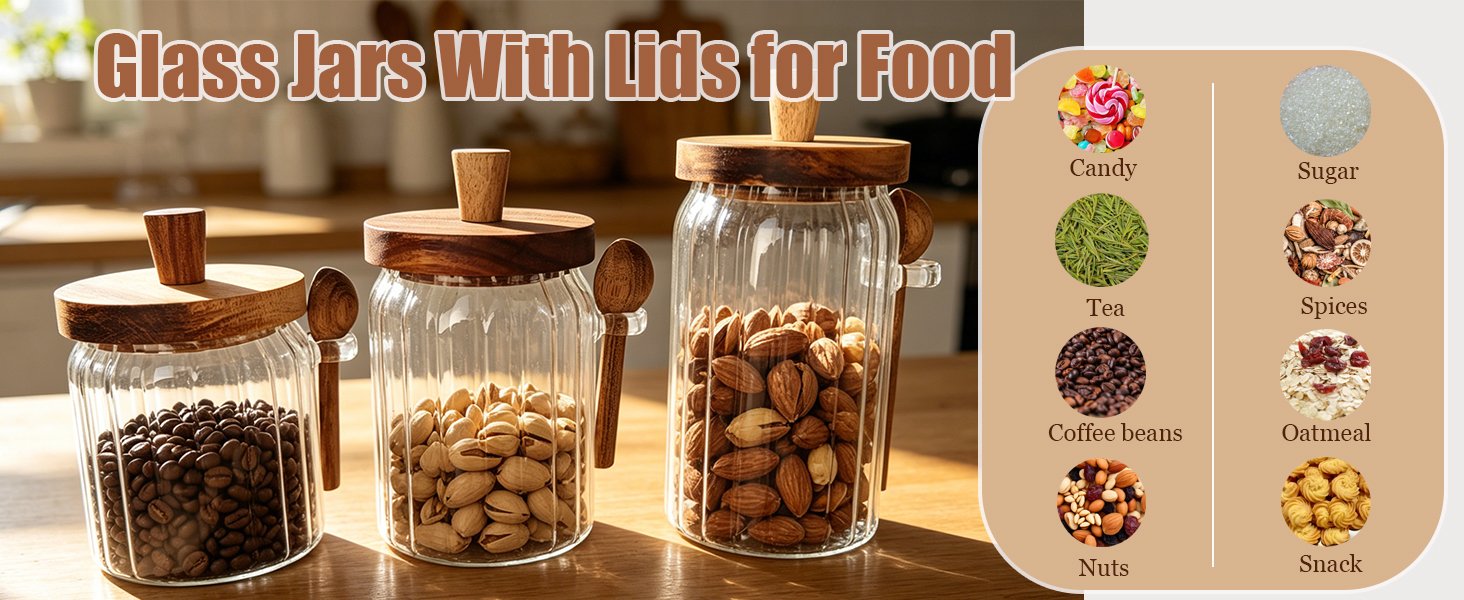glass canister with wood lid