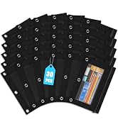 Shemira Pencil Pouch for 3 Ring Binder, 30 Pack Black Pencil Pouches Bulk, Binder Pencils Pouchs'...