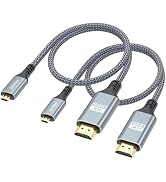 ZeniKon Micro HDMI to HDMI Cable 1FT 2-Pack, 4K HDMI to Micro HDMI Cable Braided Cord 4K@60Hz, 2K...