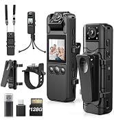 Losfom Z11 Body Camera with Audio and Video Recording, 128GB Small Body Cam with 180° Rotating Le...