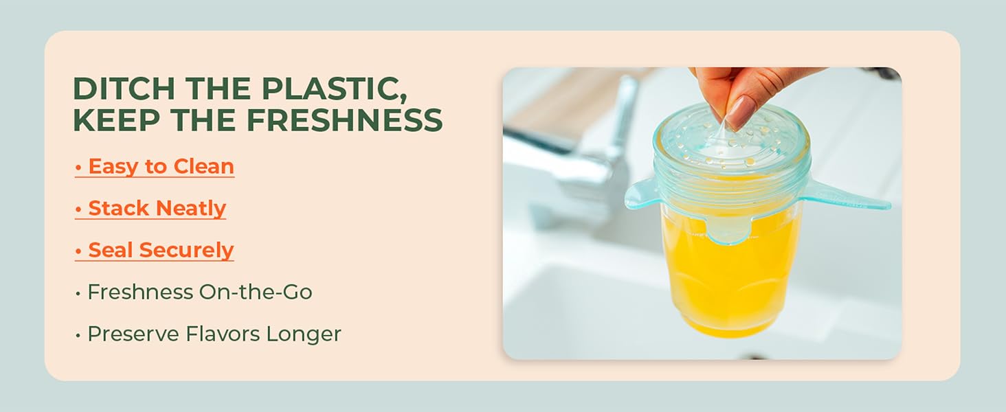 non-toxic food safe lids child friendly reusable BPA free odorless silicone storage cover