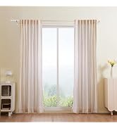 VEVOR Natural Linen Curtains, 52 x 84 inch 2 Panels Set, Semi Sheer Light Filtering Flax Textured...