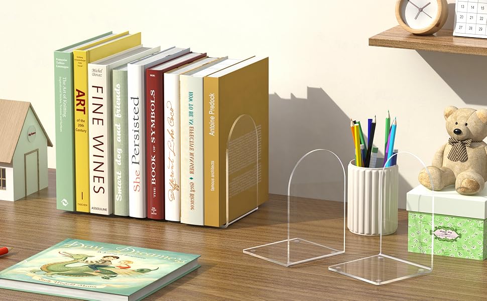 bookends book ends holder stoppers shelf stand organizer clear shelves acrylic decor heavy books