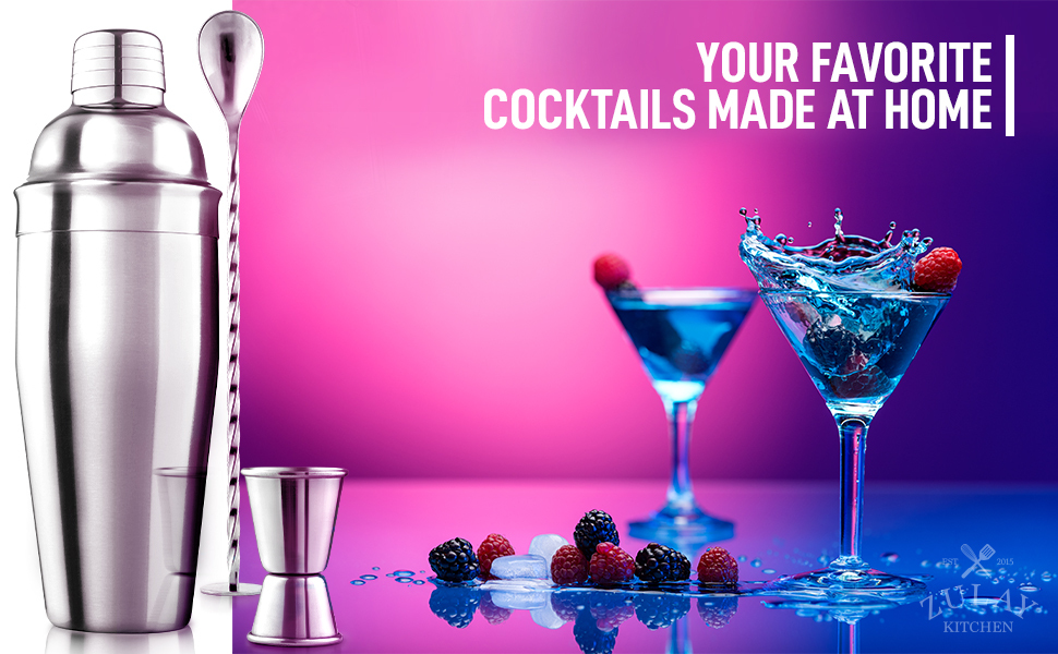 cocktail shaket set jigger spoon bar accessories party professional stainless steel mirror finish