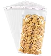 JOYIT 200PCS Clear Cellophane Bags: 6" x 12", Self-Seal Plastic Bags for Packaging, Clothes, Cook...