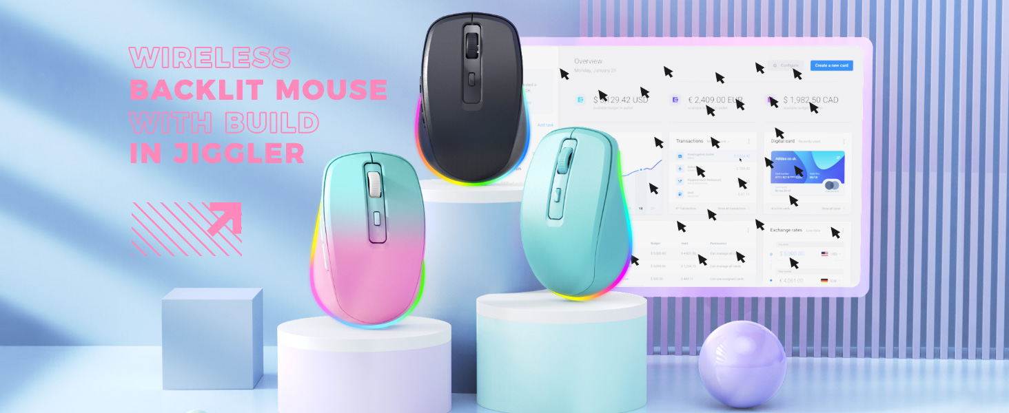 pink wireless mouse with jiggler