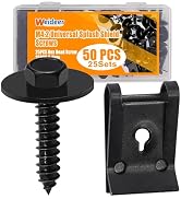weideer 50PCS M4.2 Universal Fender Liner Screw U Nut Kit,Engine Splash Shield Hex Head Screw U C...