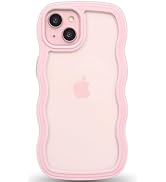Anuck for iPhone 15 Case Wavy Edge Clear Back Design, Anti-Slip Grip Cute Wave Curly Frame Shape ...