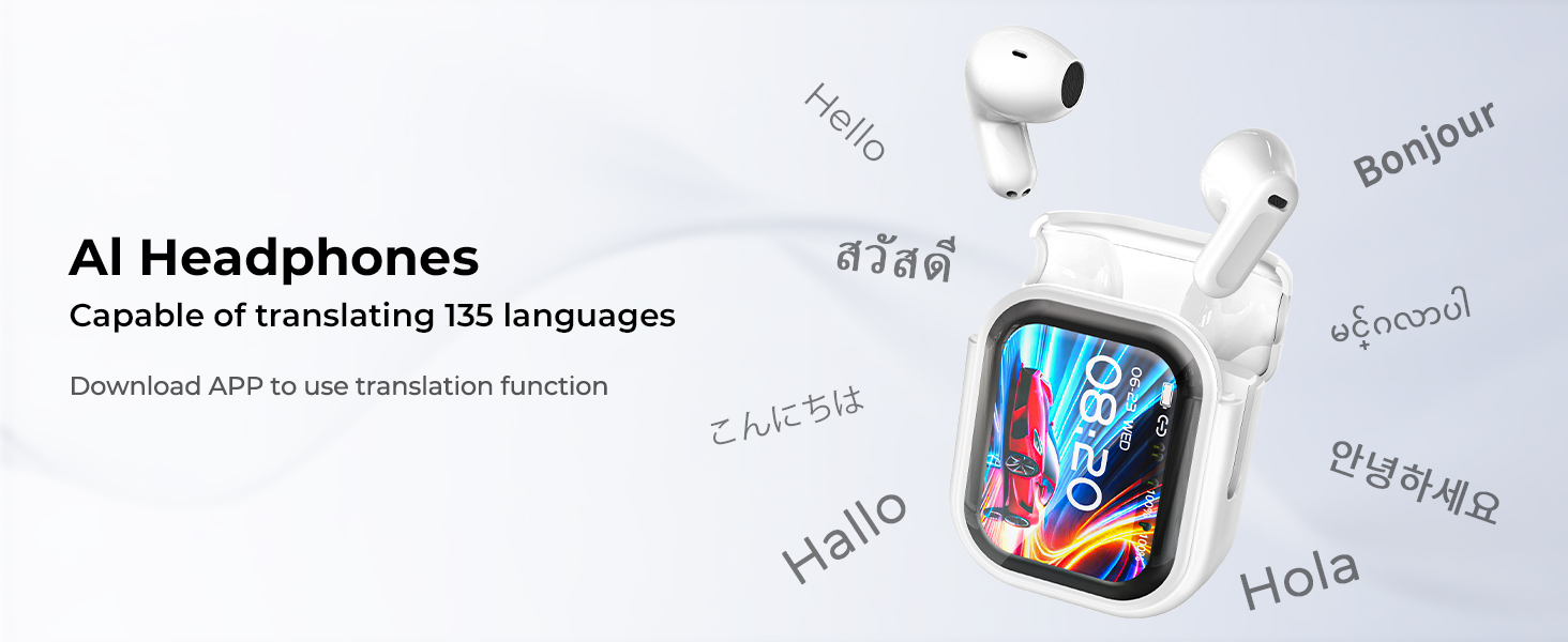NE20 Earbuds, 2025 New NE20 Translation Earbuds, AI Translation Ear Buds Real Time,