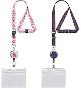 YOUOWO 2 Pack Lanyard with id Badges Holder and Badge Reel Retractable Horizontal ID Holder Cruis...