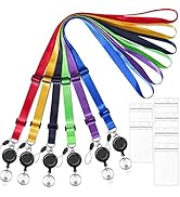 AMUU Lanyards Adjustable 6 Pack Lanyard with Retractable Badge Holder Extend Length Lanyards with...
