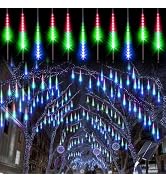 Blingstar Solar Meteor Lights Christmas Lights Outdoor Waterproof 10Tubes 16Inch 360LED Icicle Tr...