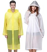 Rain Ponchos for Adults, Reusable Raincoats for Women Men, Emergency Rain Jacket with Hood for Di...