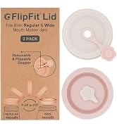 ORIGINAL CREATOR - FlipFit Silicone Mason Jar Lids with Straw Hole Drinking Lids - Dual-Fit Regu...