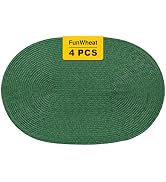 FunWheat Oval Braided Placemats Set of 4 Table Mats for Dining Tables Washable Heat Resistant Pla...