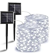 Solar String Lights Outdoor, 2-Pack Each 72FT 200 LED Solar Christmas Twinkle Lights Outside Wate...
