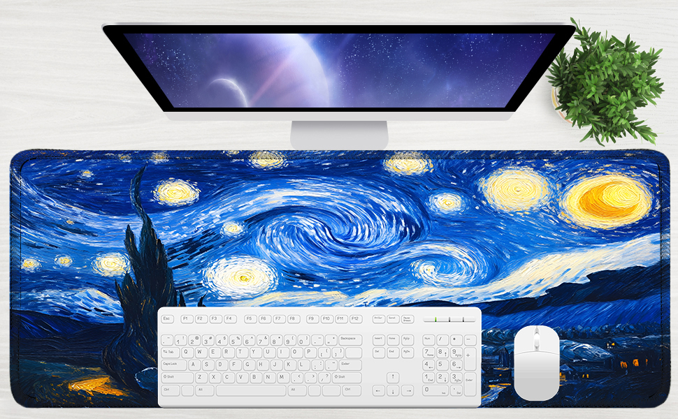 starry night mouse pad starry night desk mat van gogh cat desk mat computer mouse pad