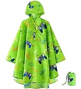 WAWSAM Lightweight Kids Rain Poncho Reusable Toddler Raincoat Waterproof Rain Jacket