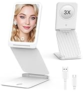 EASEHOLD Lighted Travel Makeup Mirror with 72 Light,1X/3X Magnification,Rechargeable Dimmable Tou...