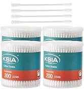 KSIA Klear Cotton Swabs Spiral 800 Count, Spiral&Round Double Tips Cotton Swabs, Cotton Buds with...