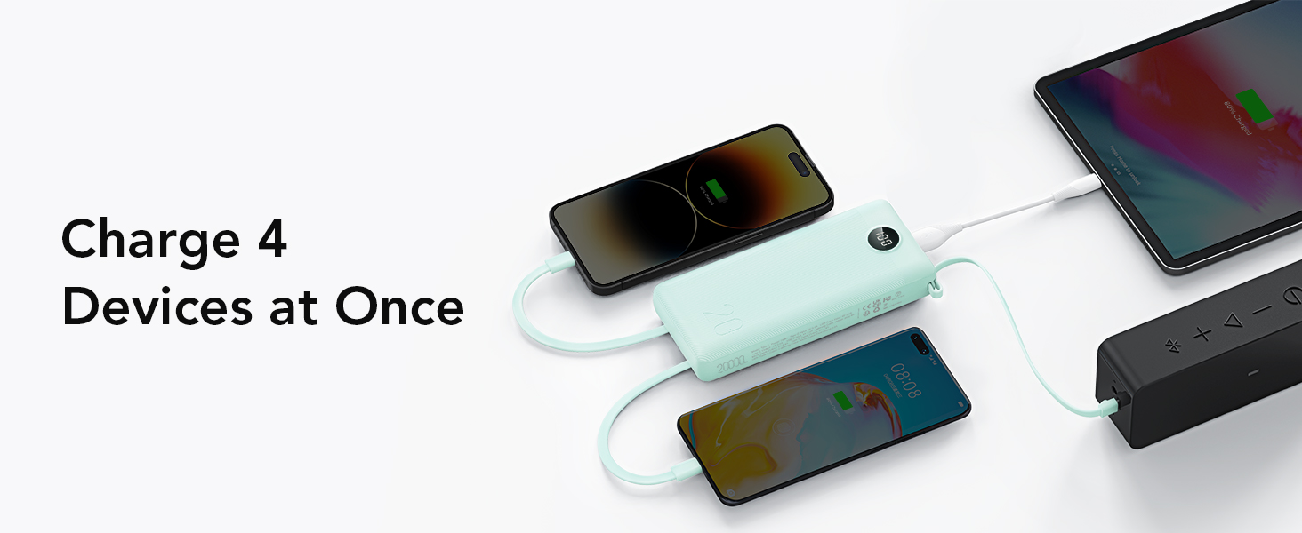 portable charger with built in cables