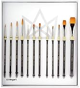 KINGART Original Gold Aqua Acrylic Handle 9000A Series, Premium Golden Taklon, Multimedia Artist ...