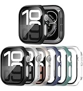 JERXUN 6 Pack Case with Tempered Glass Screen Protector for Apple Watch Series 11 Series 10 46mm,...